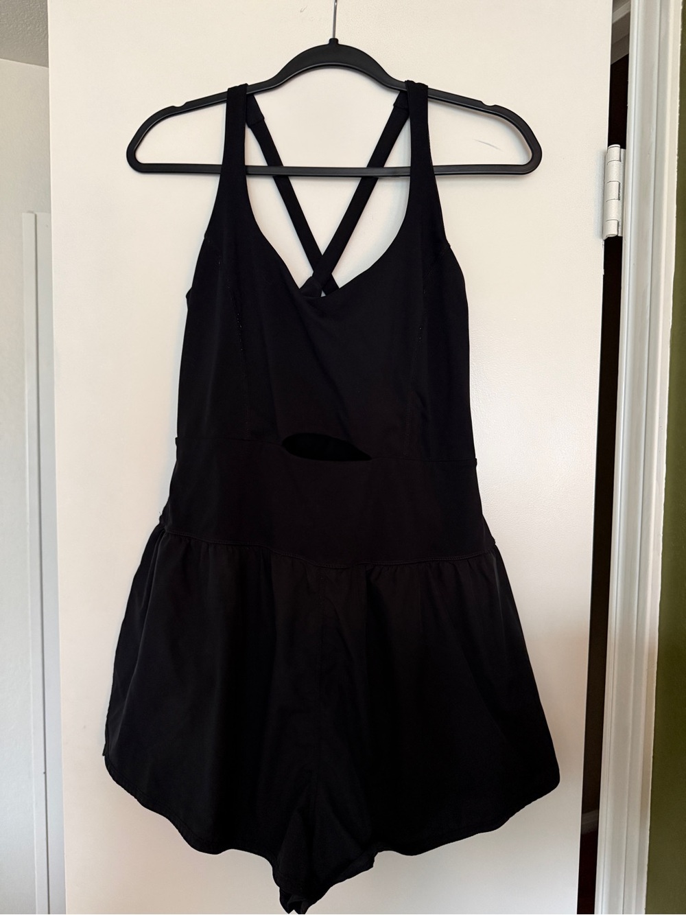 Free People Black Sleeveless Romper with Crisscross Back